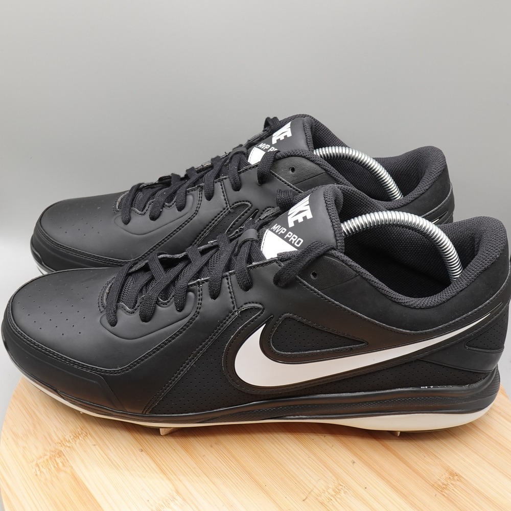Nike Cleats Mens 14 Black MVP Pro Baseball White Metal Spikes 524641-010 Flaws